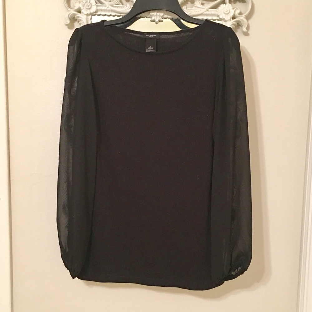 Ann Taylor sheer sleeve lightweight sweater blouse